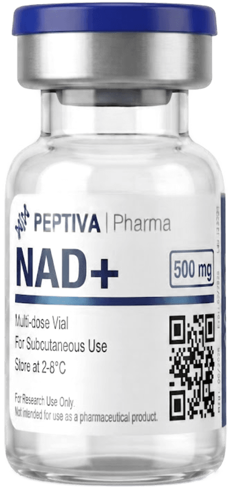 Vial de NAD+ 500 mg grado investigación, Peptiva Pharma