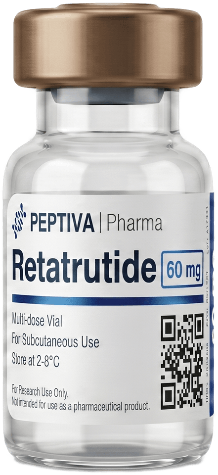 Vial de Retatrutida 60 mg grado investigación, Peptiva Pharma