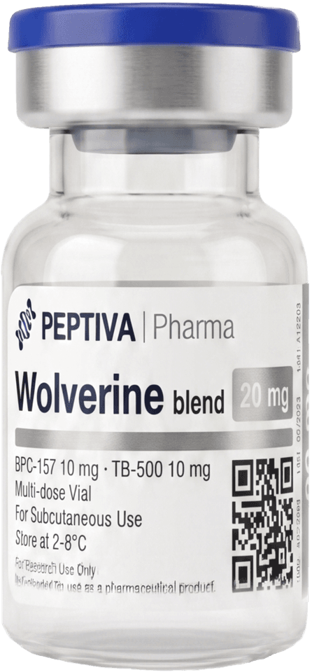 Vial de Wolverine 20 mg grado investigación, Peptiva Pharma