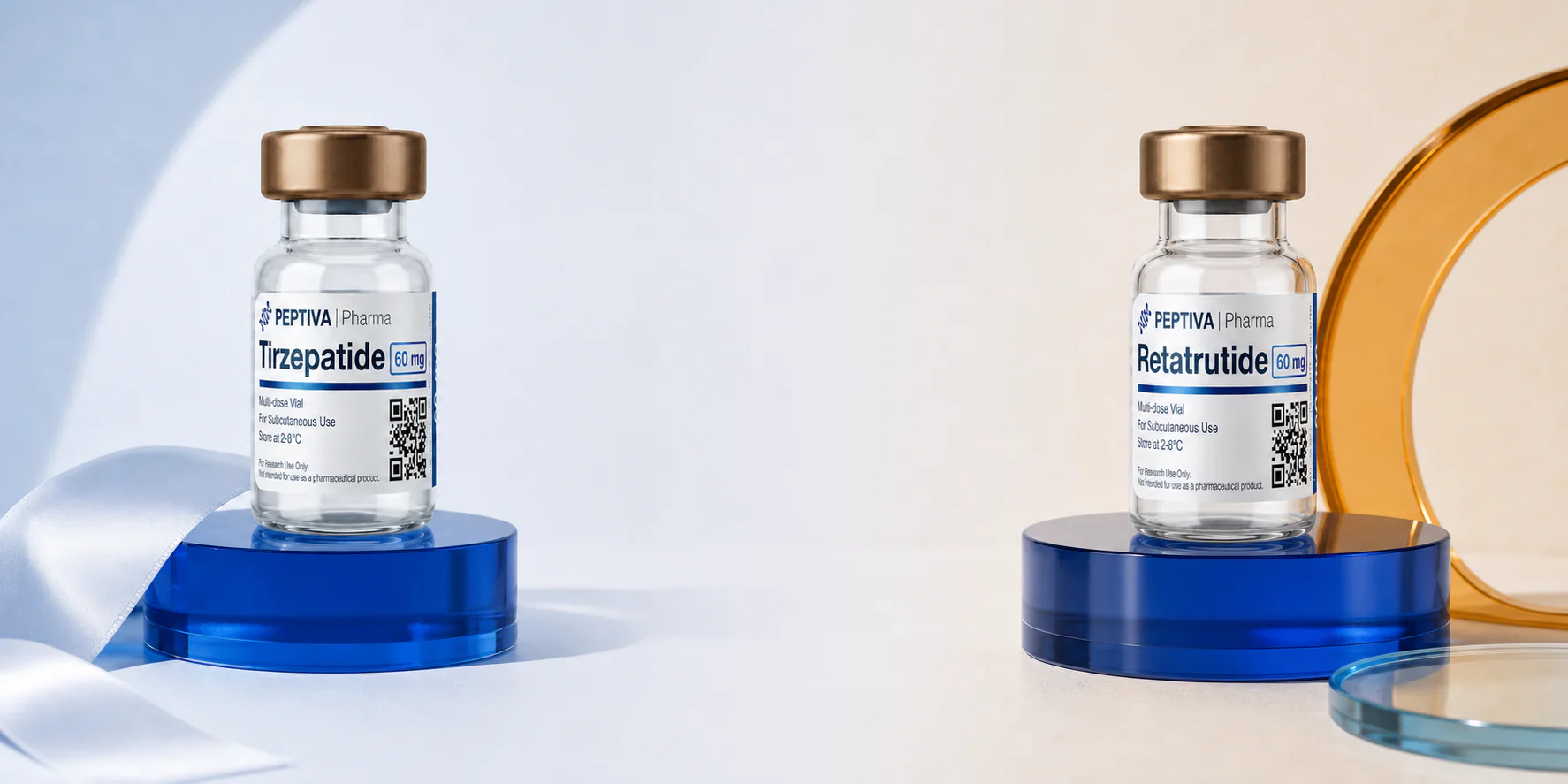 Viales Peptiva de Tirzepatida y Retatrutida de 60 mg