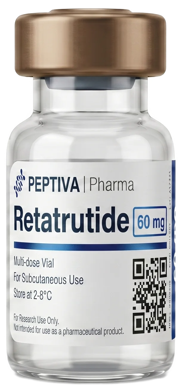 Vial de Retatrutida Peptiva Pharma, presentación de 60 mg